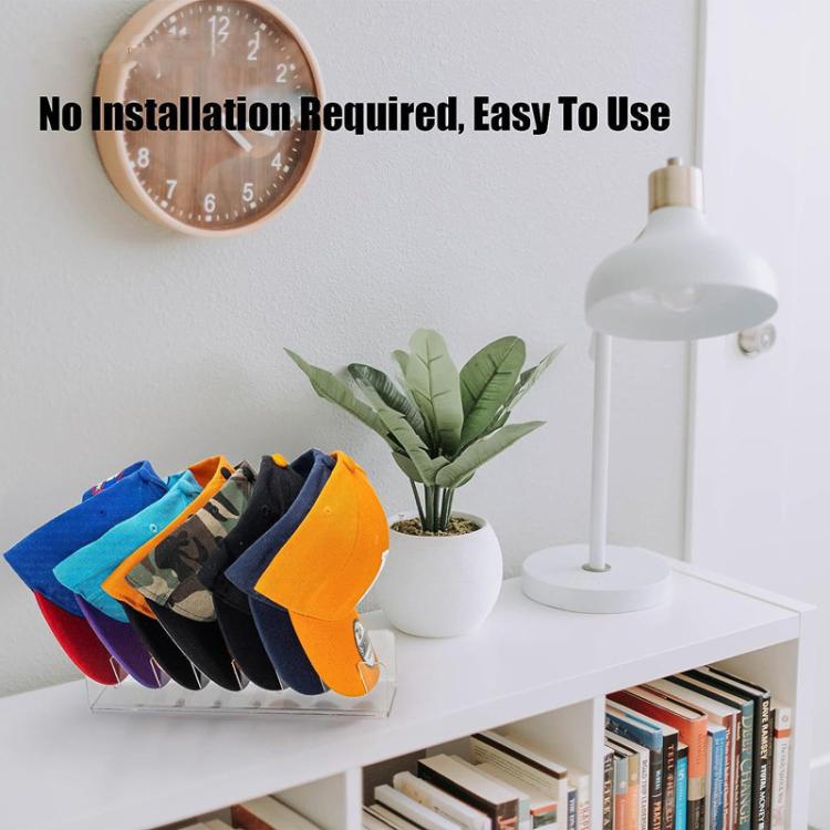 Giá đỡ mũ bóng chày acrylic có thể chứa 7 mũ bóng chày, trong suốt, màu đen