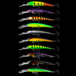 10 màu / Bộ HENGJIA MI103 Mồi câu Minnow giả lặn, mồi cứng sinh học, 9.5cm 7.2g