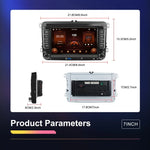 Máy nghe nhạc Volkswagen/Skoda 2+64G màn hình lớn tích hợp Carplay Android dẫn đường và camera lùi, 2+64G