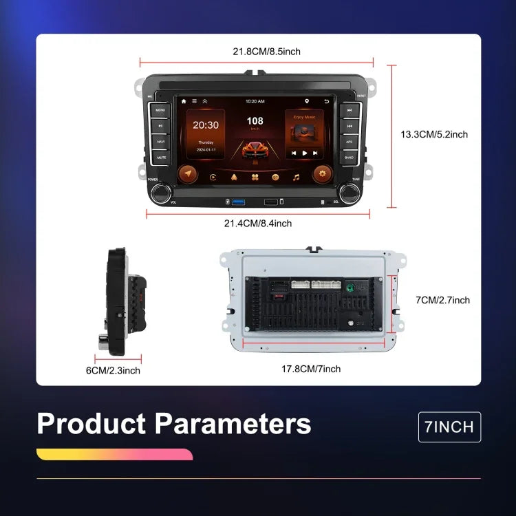 Máy nghe nhạc Volkswagen/Skoda 2+64G màn hình lớn tích hợp Carplay Android dẫn đường và camera lùi, 2+64G
