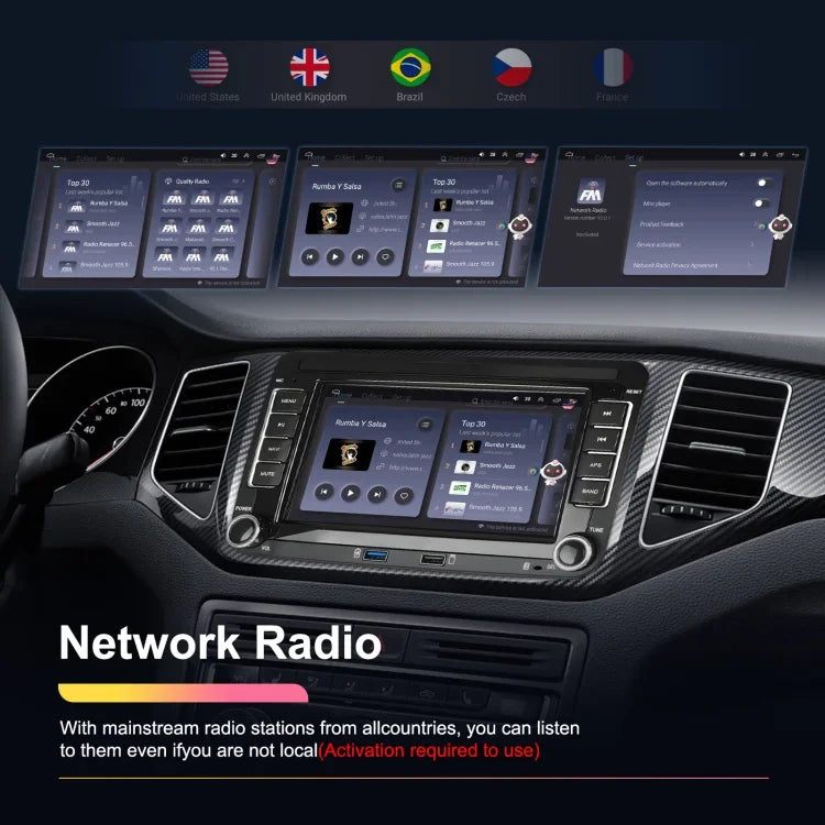 Máy nghe nhạc Volkswagen/Skoda 2+64G màn hình lớn tích hợp Carplay Android dẫn đường và camera lùi, 2+64G