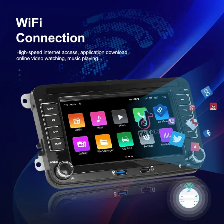 Máy nghe nhạc Volkswagen/Skoda 2+64G màn hình lớn tích hợp Carplay Android dẫn đường và camera lùi, 2+64G