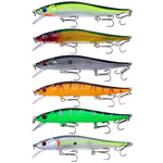 6 màu / Bộ HENGJIA MI169 Mồi câu Minnow giả chìm, mồi câu cứng Lua, 12cm 13.6g