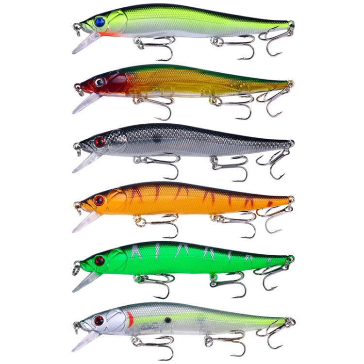 6 màu / Bộ HENGJIA MI169 Mồi câu Minnow giả chìm, mồi câu cứng Lua, 12cm 13.6g