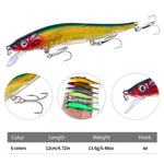 6 màu / Bộ HENGJIA MI169 Mồi câu Minnow giả chìm, mồi câu cứng Lua, 12cm 13.6g