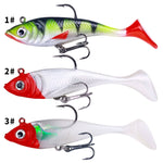 5 cái / Gói HENGJIA SO071 Mồi câu mềm Lua đuôi T, chì, 8.5cm 10.6g