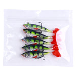 5 cái / Gói HENGJIA SO071 Mồi câu mềm Lua đuôi T, chì, 8.5cm 10.6g