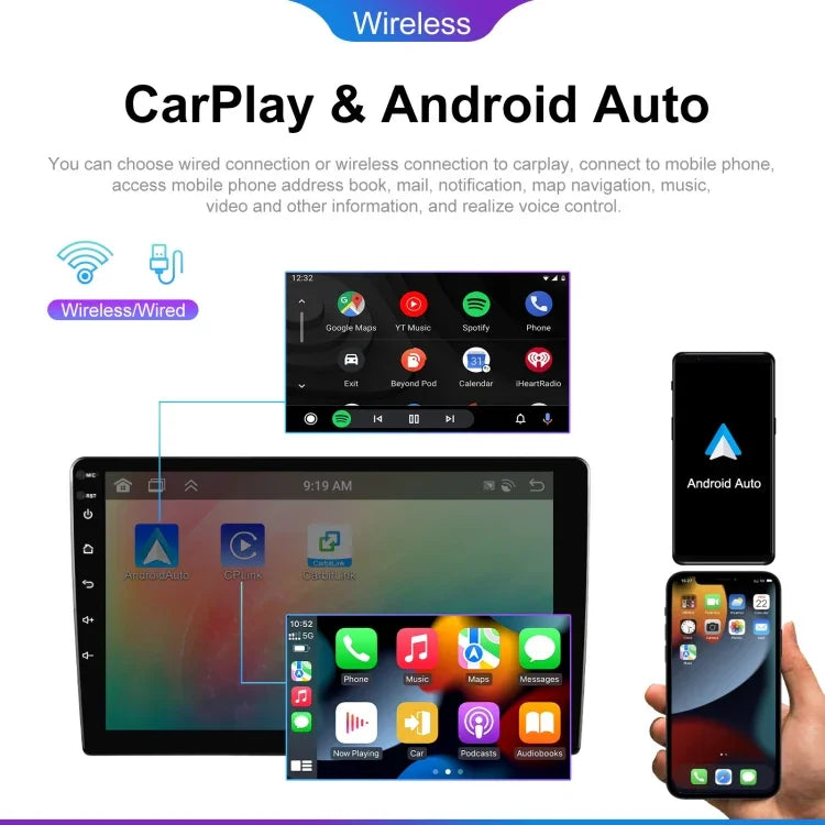 Máy nghe nhạc ô tô Bluetooth Android HD màn hình lớn 6+128G, Tích hợp GPS dẫn đường Android, Kích thước 7 inch, 9 inch, 10.1 inch