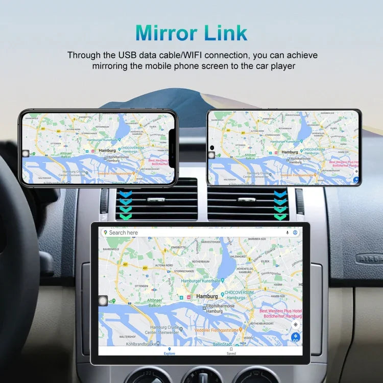 Máy định vị màn hình lớn Android 13,1 inch 4+64G với APK bản đồ đa năng / Carplay / Hình ảnh lùi xe, 13,1 inch