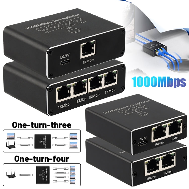 Bộ chia mạng Gigabit chia sẻ mạng cáp RJ45, 1 ra 3, 1 ra 4