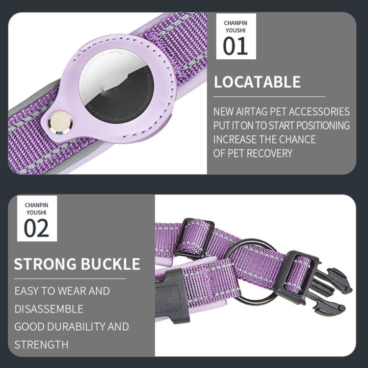 Vòng cổ chó định vị AirTag thế hệ 2 / AirTag thế hệ 1 lót neoprene phản quang, S, M, L, XL