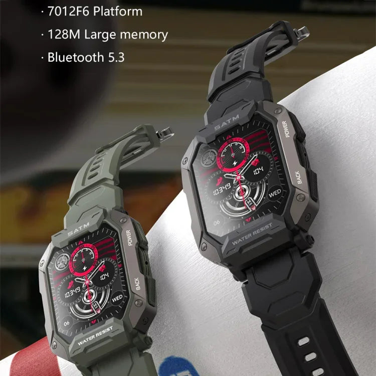 Đồng hồ thông minh C20Plus 1.81 inch theo dõi sức khỏe chống nước Bluetooth gọi điện, Màu xanh ngụy trang