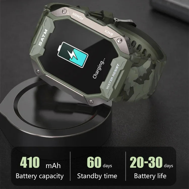 Đồng hồ thông minh C20Plus 1.81 inch theo dõi sức khỏe chống nước Bluetooth gọi điện, Màu xanh ngụy trang