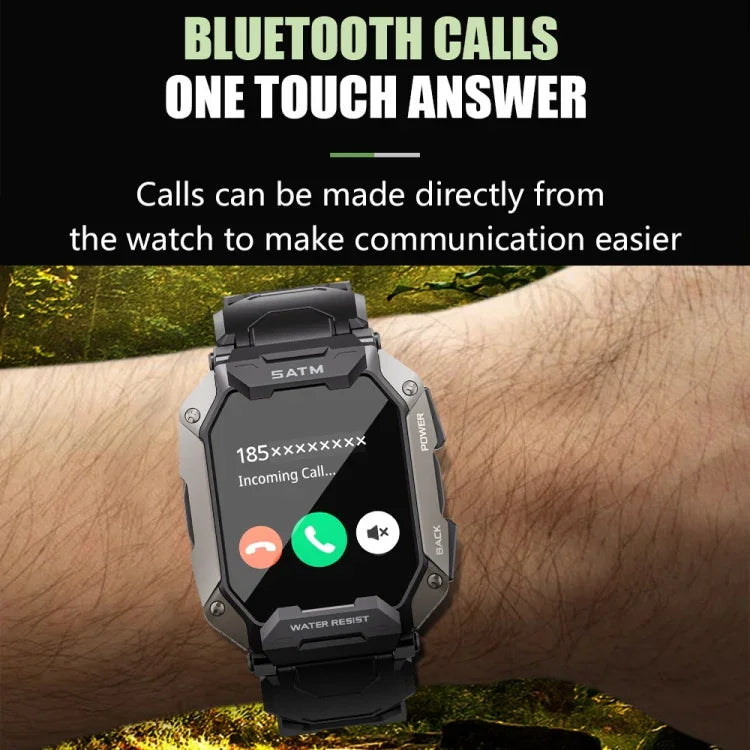 Đồng hồ thông minh C20Plus 1.81 inch theo dõi sức khỏe chống nước Bluetooth gọi điện, Màu xanh ngụy trang