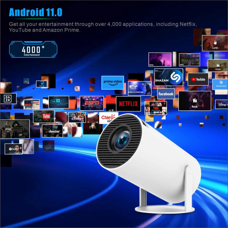 Máy chiếu thông minh HY300 PRO hệ điều hành Android 11.0, độ sáng 160 Lumen, máy chiếu di động, phích cắm EU, US, UK, AU