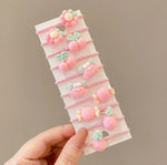 Bộ 10 chiếc dây buộc tóc trẻ em dễ thương, vòng tóc không gãy, băng đô nhỏ cho bé, hoa 1, bơ, trái cây và rau củ, hoa 2, hoa tám cánh nhiều màu, kẹo hồng, động vật ếch, kem, dưa hấu, hoa cúc trong suốt, màu kem...