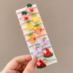 Bộ 10 chiếc dây buộc tóc trẻ em dễ thương, vòng tóc không gãy, băng đô nhỏ cho bé, hoa 1, bơ, trái cây và rau củ, hoa 2, hoa tám cánh nhiều màu, kẹo hồng, động vật ếch, kem, dưa hấu, hoa cúc trong suốt, màu kem...