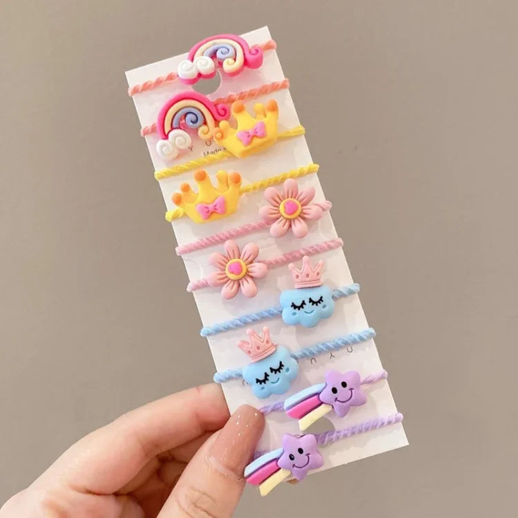 Bộ 10 chiếc dây buộc tóc trẻ em dễ thương, vòng tóc không gãy, băng đô nhỏ cho bé, hoa 1, bơ, trái cây và rau củ, hoa 2, hoa tám cánh nhiều màu, kẹo hồng, động vật ếch, kem, dưa hấu, hoa cúc trong suốt, màu kem...