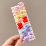 Bộ 10 chiếc dây buộc tóc trẻ em dễ thương, vòng tóc không gãy, băng đô nhỏ cho bé, hoa 1, bơ, trái cây và rau củ, hoa 2, hoa tám cánh nhiều màu, kẹo hồng, động vật ếch, kem, dưa hấu, hoa cúc trong suốt, màu kem...