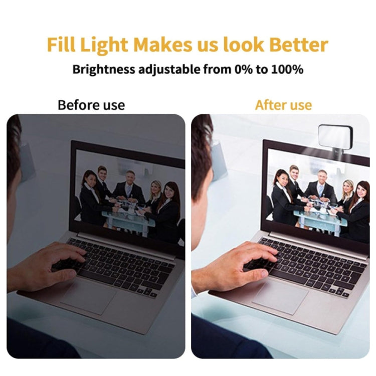 Đèn chiếu sáng selfie có thể sạc lại, 3 nhiệt độ màu, kẹp cho điện thoại, laptop, họp trên máy tính bảng, 24 đèn LED