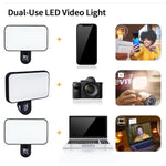 Đèn chiếu sáng selfie có thể sạc lại, 3 nhiệt độ màu, kẹp cho điện thoại, laptop, họp trên máy tính bảng, 24 đèn LED