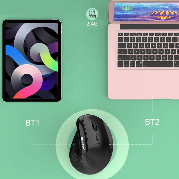 Chuột đứng dọc không dây Bluetooth chế độ kép sạc lại XUNSVFOX H5 cho văn phòng kinh doanh
