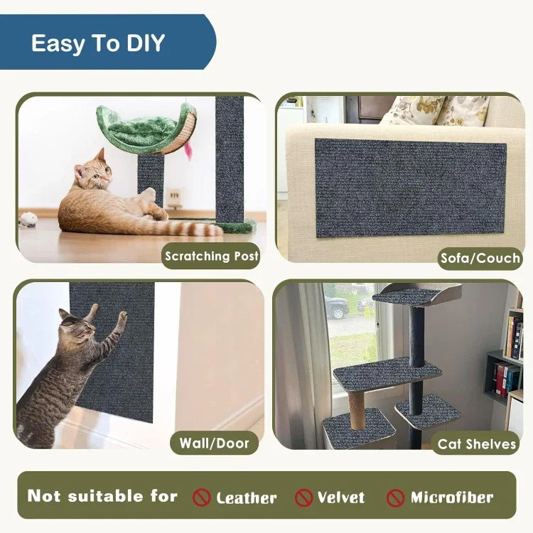 Thảm cào mèo tự dính có thể cắt, đồ chơi cào leo cho mèo DIY, 30 x 100cm, 40 x 100cm, 60 x 100cm