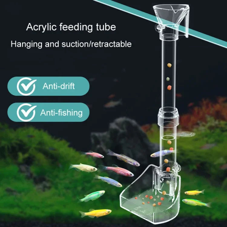 Ống cho cá ăn bằng acrylic cho bể cá nhỏ, 13-18cm, 20-32cm