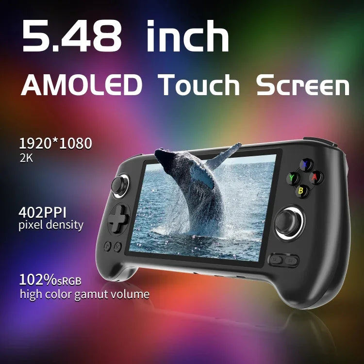 Máy chơi game cầm tay ANBERNIC RG556 hệ điều hành Android 13, màn hình AMOLED 5.48 inch, WIFI Bluetooth, bộ nhớ 128GB+128GB, 128GB+256GB