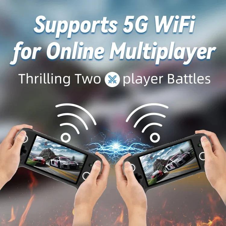 Máy chơi game cầm tay ANBERNIC RG556 hệ điều hành Android 13, màn hình AMOLED 5.48 inch, WIFI Bluetooth, bộ nhớ 128GB+128GB, 128GB+256GB