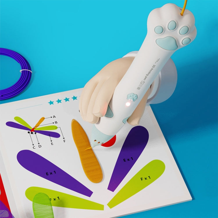 Bút in 3D nhiệt độ thấp sạc USB hình móng vuốt mèo, bút vẽ graffiti 3D DIY cho trẻ em, màu xanh bạc hà, màu hồng sakura