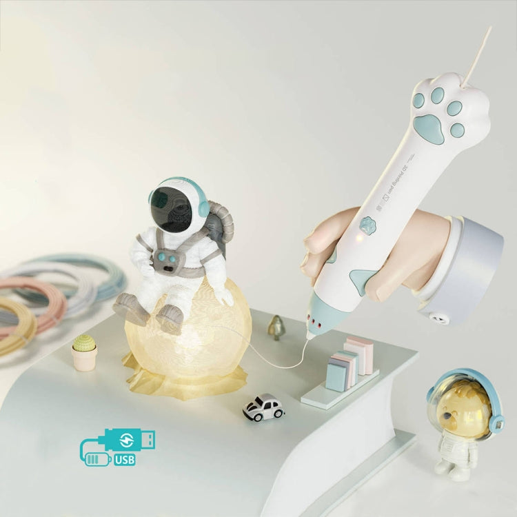 Bút in 3D nhiệt độ thấp sạc USB hình móng vuốt mèo, bút vẽ graffiti 3D DIY cho trẻ em, màu xanh bạc hà, màu hồng sakura
