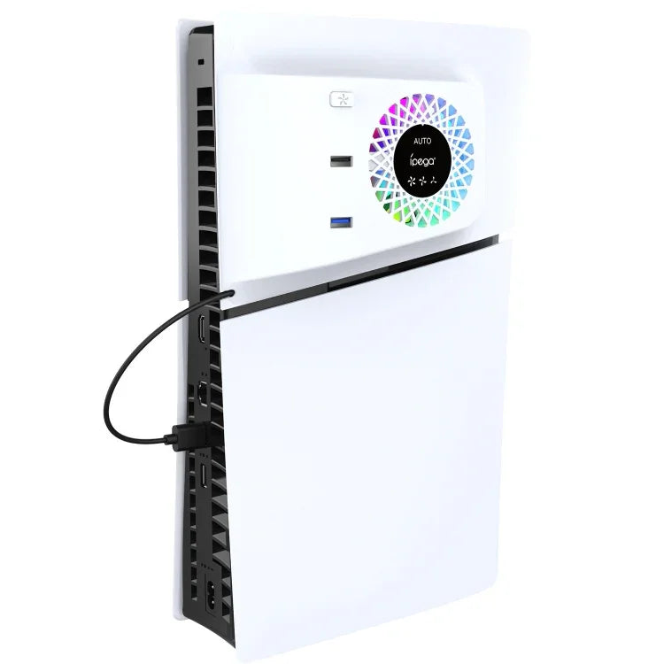 Quạt làm mát điều khiển nhiệt độ và ốp mặt cho PS5 Slim ipega PG-P5S019 + USB HUB có đèn RGB, ipega PG-P5S019