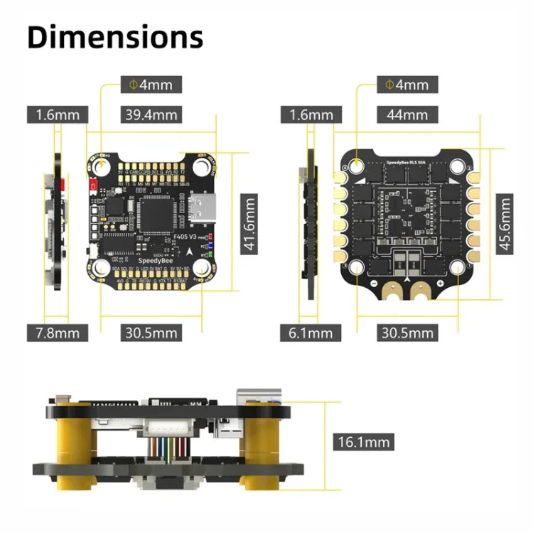 Thanh đo áp suất Lipo 3-6S cho drone RC, ESC 4 trong 1 SpeedyBee BLS 50A