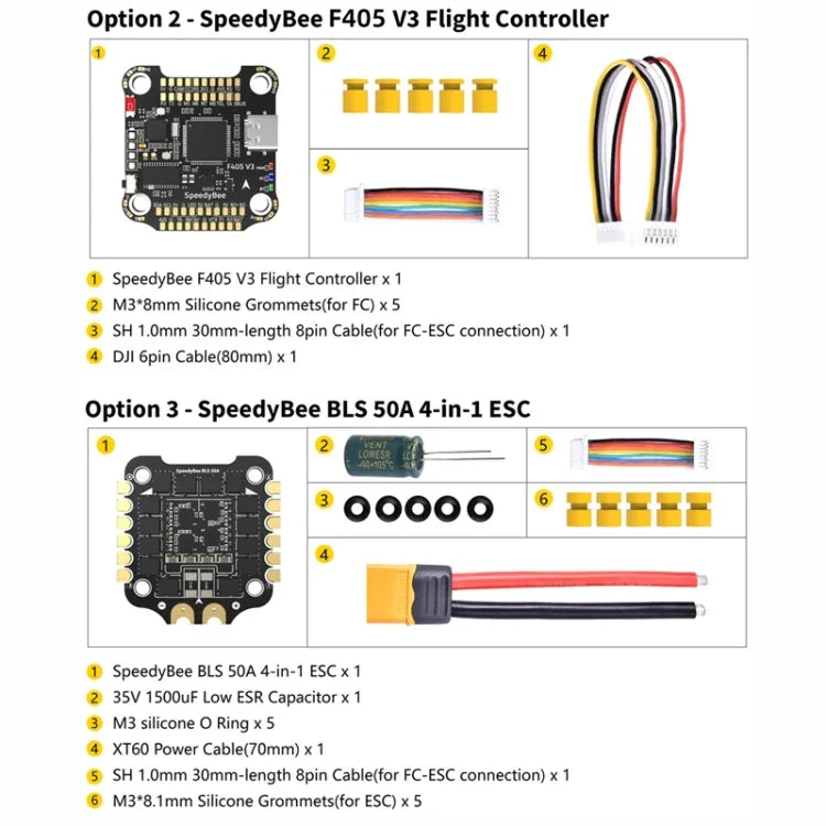 Thanh đo áp suất Lipo 3-6S cho drone RC, ESC 4 trong 1 SpeedyBee BLS 50A