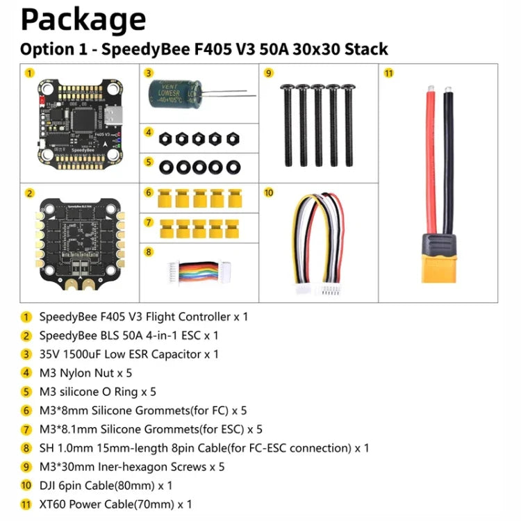 Thanh đo áp suất Lipo 3-6S cho drone RC, ESC 4 trong 1 SpeedyBee BLS 50A