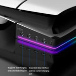 Giá đỡ ngang có đèn RGB và 4 cổng USB HUB cho máy chủ Sony PS5 Slim IPEGA PG-P5S021, màu trắng
