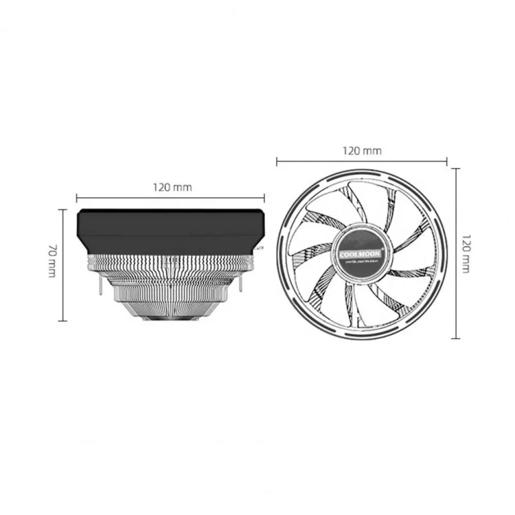 Quạt làm mát CPU COOLMOON cho máy tính để bàn đổi màu tự động đa nền tảng, CM-BF-RGB