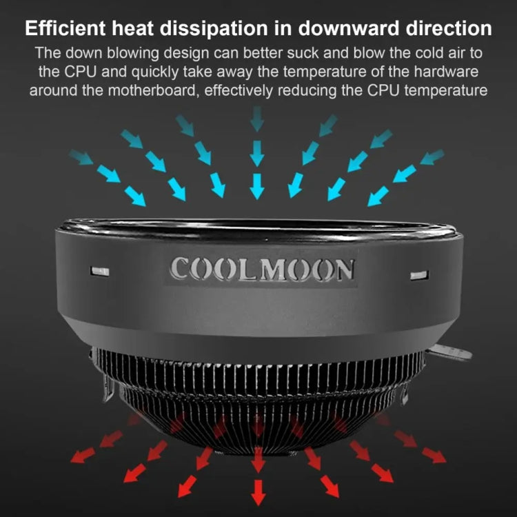 Quạt làm mát CPU COOLMOON cho máy tính để bàn đổi màu tự động đa nền tảng, CM-BF-RGB