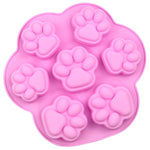 Khuôn bánh silicone hình bàn chân mèo nhỏ và lớn 7 ô, hoạt hình DIY làm thủ công, màu hồng, xanh nhạt