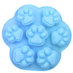 Khuôn bánh silicone hình bàn chân mèo nhỏ và lớn 7 ô, hoạt hình DIY làm thủ công, màu hồng, xanh nhạt