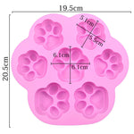 Khuôn bánh silicone hình bàn chân mèo nhỏ và lớn 7 ô, hoạt hình DIY làm thủ công, màu hồng, xanh nhạt