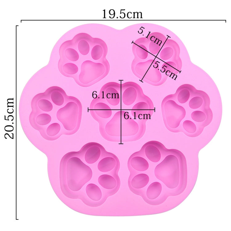 Khuôn bánh silicone hình bàn chân mèo nhỏ và lớn 7 ô, hoạt hình DIY làm thủ công, màu hồng, xanh nhạt