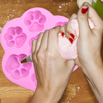 Khuôn bánh silicone hình bàn chân mèo nhỏ và lớn 7 ô, hoạt hình DIY làm thủ công, màu hồng, xanh nhạt