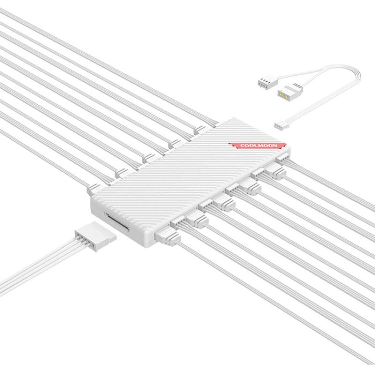 Bộ chia điều khiển nhiệt độ COOLMOON AM10 ARGB+PWM 10 cổng kép quạt case 5V 3Pin HUB