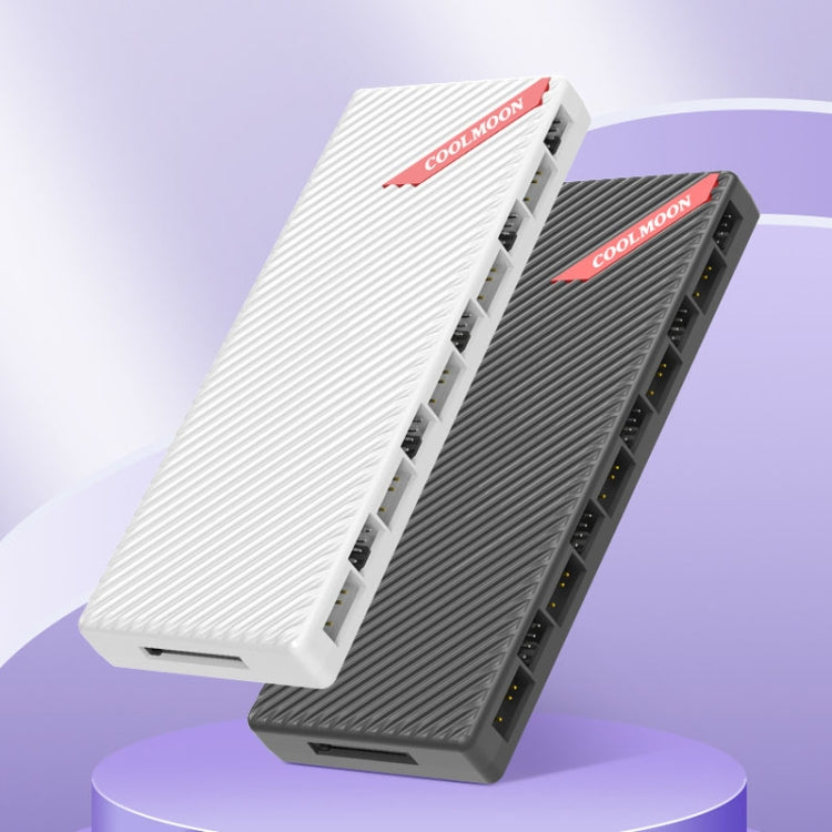 Bộ chia điều khiển nhiệt độ COOLMOON AM10 ARGB+PWM 10 cổng kép quạt case 5V 3Pin HUB