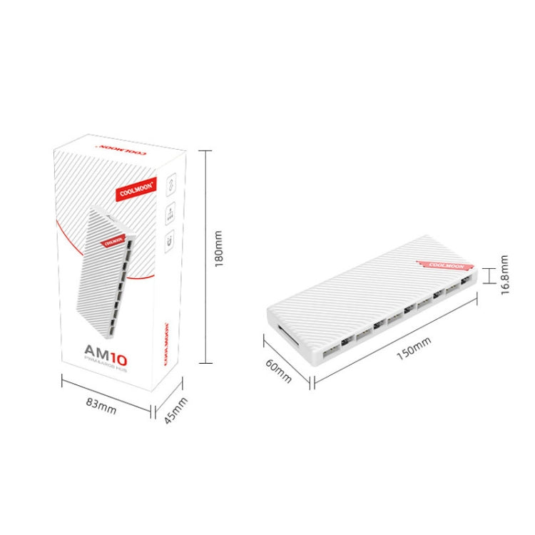 Bộ chia điều khiển nhiệt độ COOLMOON AM10 ARGB+PWM 10 cổng kép quạt case 5V 3Pin HUB