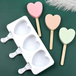 Khuôn làm kem hình trái tim 3 ô, khuôn pudding DIY không dính, 3 ô hình trái tim