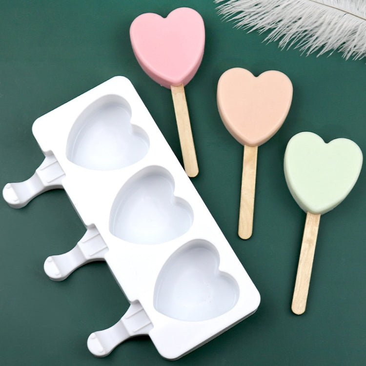 Khuôn làm kem hình trái tim 3 ô, khuôn pudding DIY không dính, 3 ô hình trái tim
