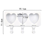 Khuôn làm kem hình trái tim 3 ô, khuôn pudding DIY không dính, 3 ô hình trái tim